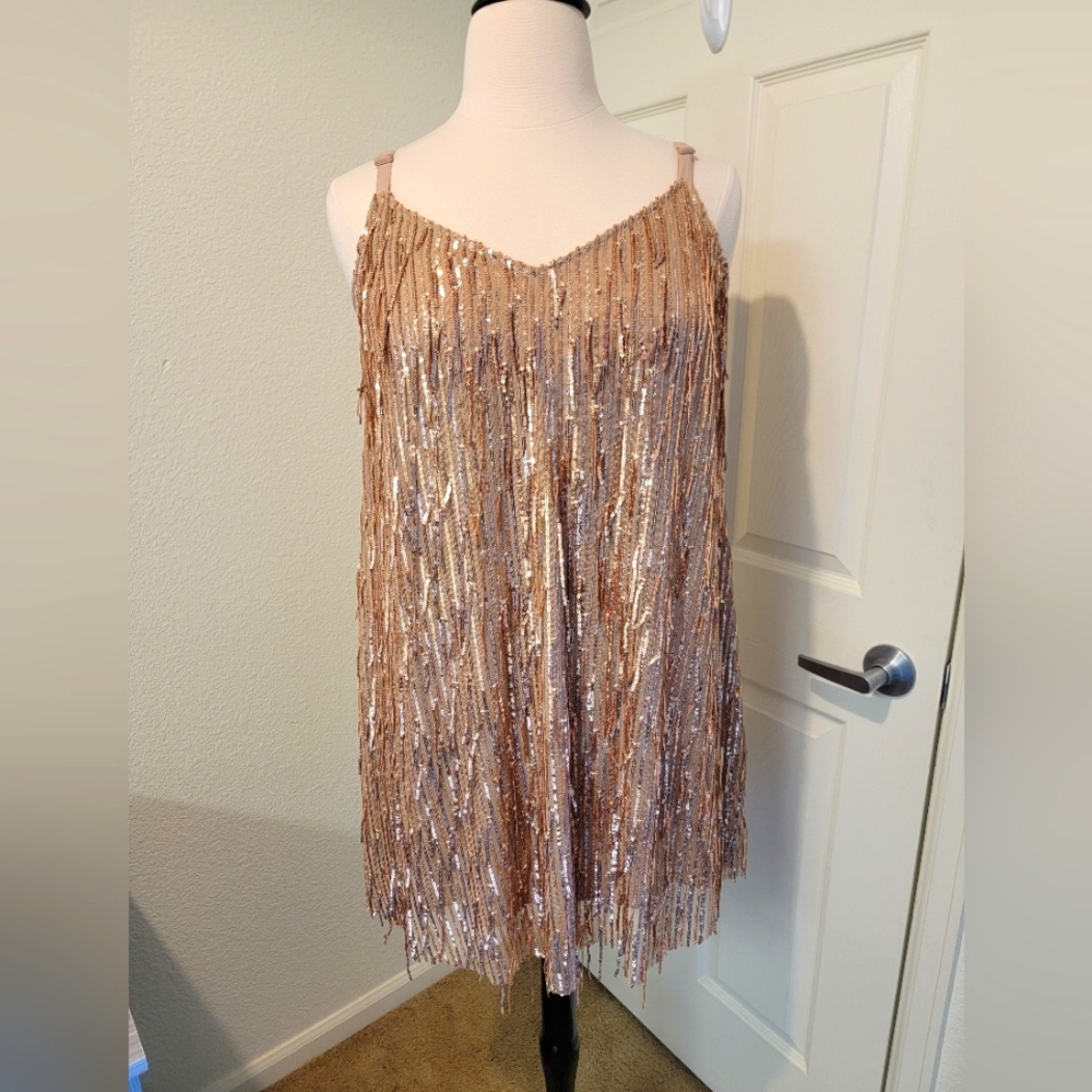 Champagne Sequine Mini Dress